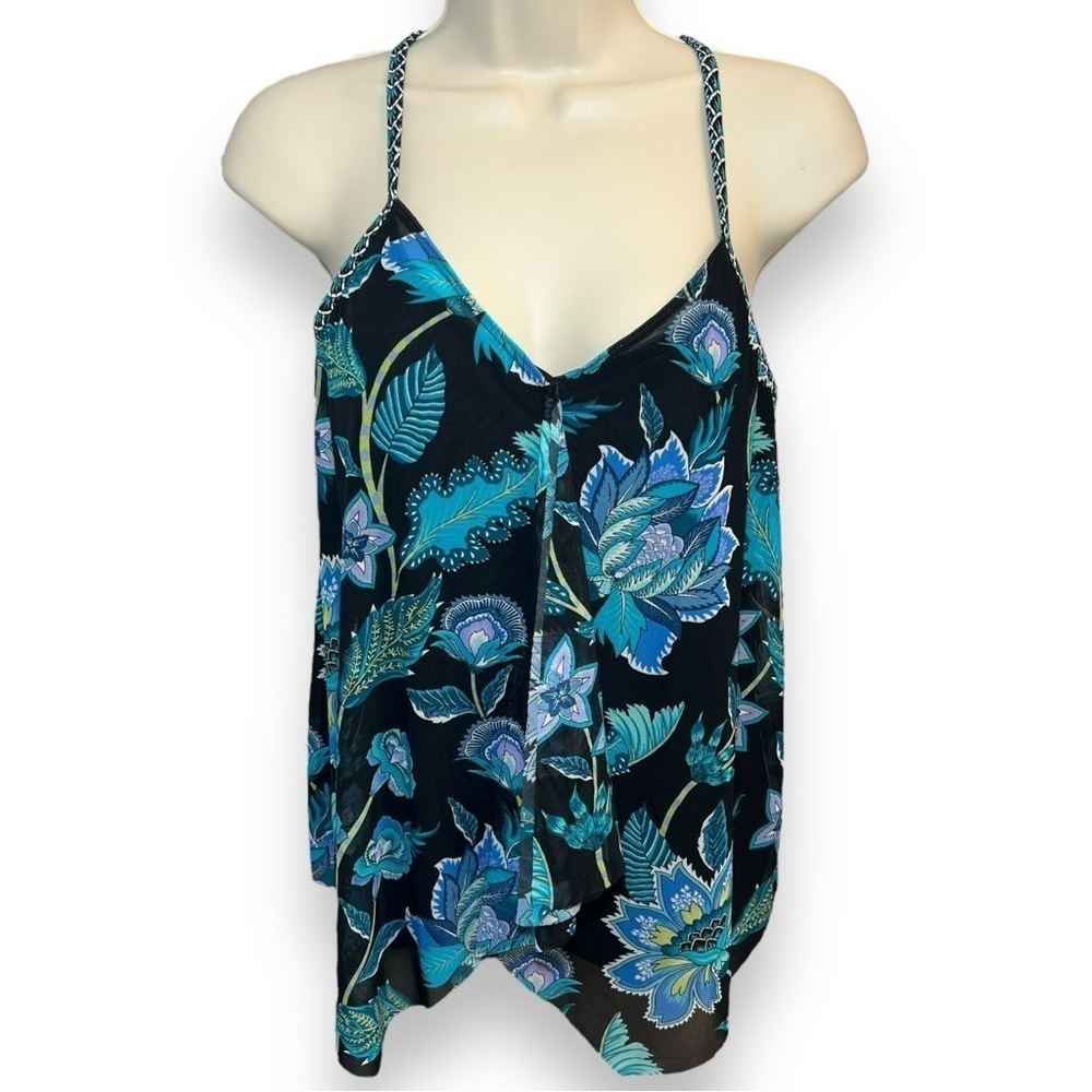 Beach House Women’s Vineyard Floral Kerry Mesh Lay Swim Top Size 6